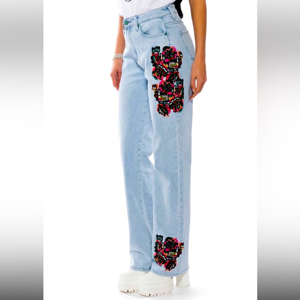 👖 Akira label Hidden faces embroidery jeans